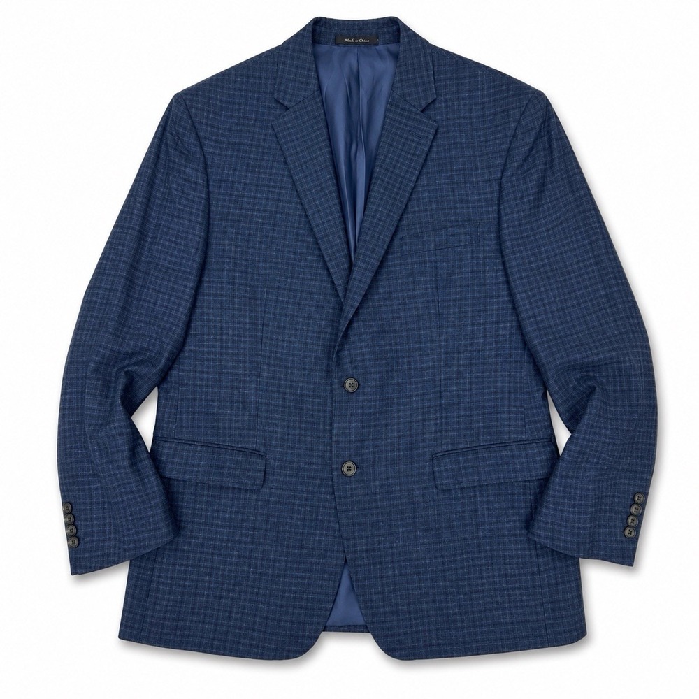 Lauren Ralph Lauren Blazer Men's Blue Plaid Windowpane Sport Coat 46R